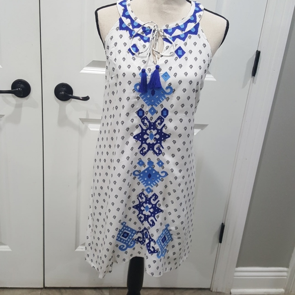 Tribal boho  Embroidered trapeze dress